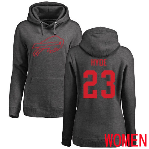 NFL Women Buffalo Bills #23 Micah Hyde Ash One Color Pullover Hoodie Sweatshirt